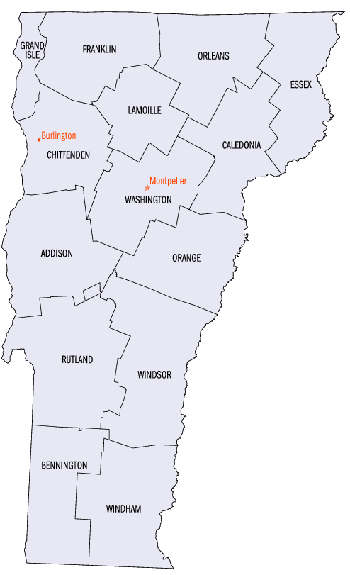 Vermont county map